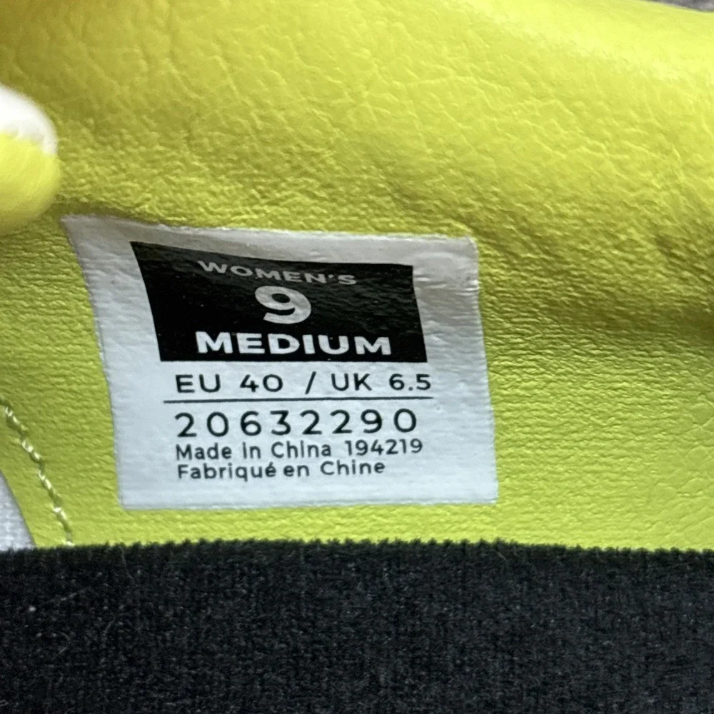 KURU Roam Women's 9 Classic Court Sneaker Leather‎ Shoe Bright White-Pale Lime